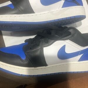 Nike Air Jordan 1 Low, White/Royal/Blue/Black Sneakers. Barely worn